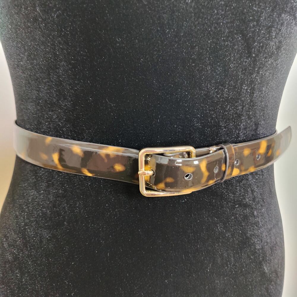 Talbots Tortoise Shell Leather Belt XL Preppy Coastal Quiet Luxury